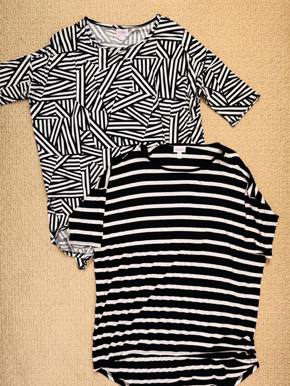 Black & White Graphic and Striped Tops - Set of 2